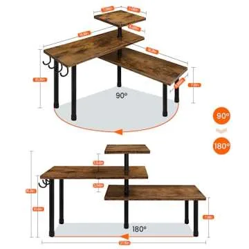 Homode 3 Tier Kitchen Organizer Shelf - Rustic Brown Charm