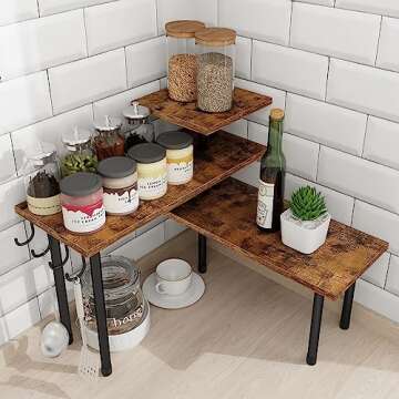 Homode 3 Tier Kitchen Organizer Shelf - Rustic Brown Charm