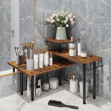Homode 3 Tier Kitchen Organizer Shelf - Rustic Brown Charm