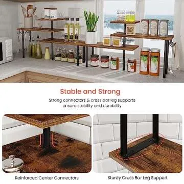 Homode 3 Tier Kitchen Organizer Shelf - Rustic Brown Charm