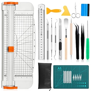 Famomatk 27PCS Craft Weeding Tools for Vinyl Kit,Utility Knife Set with 12Inch Paper Cutter Trimmer ...