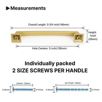 Haidms 10 Pack Cabinet Handles Matte Gold Cabinet Pulls 5 Inch Hole Center Drawer Pulls Modern Squar...
