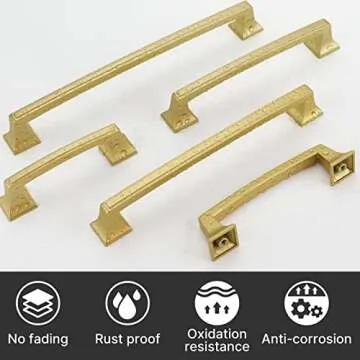 Haidms 10 Pack Cabinet Handles Matte Gold Cabinet Pulls 5 Inch Hole Center Drawer Pulls Modern Square Dresser Handles for Bathroom Kitchen Bedroom, Zinc Alloy