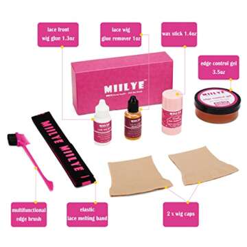 MIILYE Lace Wig Glue and Hair Styling Wax Gel Combo Pack - Complete Wig Install Kits
