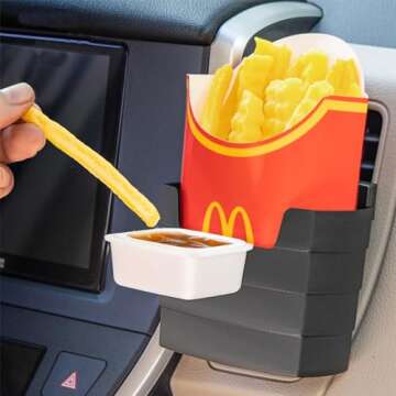 Suvnie Car French Fry Holder with Sauce Holder, Perfect Car Accessory