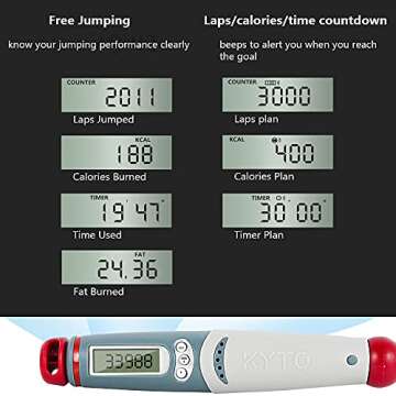 Jump Rope with Counter, Exercise Jumprope for Women Adult, Digital Jumping Skipping Ropes for Workout Fitness - 10ft Adjustable Length with Ball Bearings, Calorie Time Jumps Target, Red