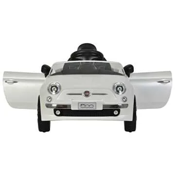Best Ride On Cars Fiat 500 Push Car, with Stroller, Adjustable Footrest and Handle, Horn, Music, Stable Wheels, For Kids Aged 2-3 Years, 37 x 19 x 12 inches, Large, White