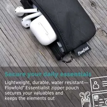 Flowfold Recycled Fabric Mini Zipper Pouch Water Repellent Small Pouch Wallet & Card Pouch for Keys, ID, Coins & AirPods Case Made in USA (Hot Pink, Recycled Material)