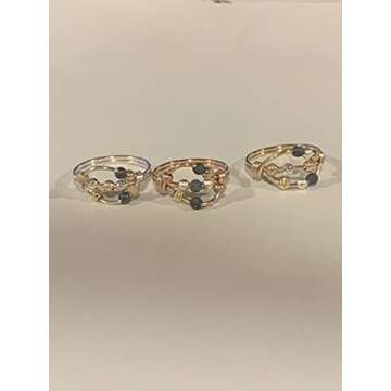 Elegant Anxiety Spinner Bead Ring in Silver & Gold