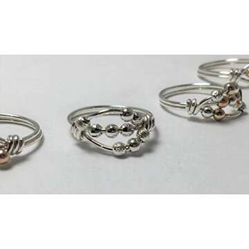 Elegant Anxiety Spinner Bead Ring in Silver & Gold
