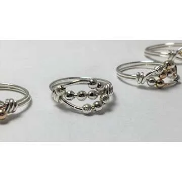 Elegant Anxiety Spinner Bead Ring in Silver & Gold