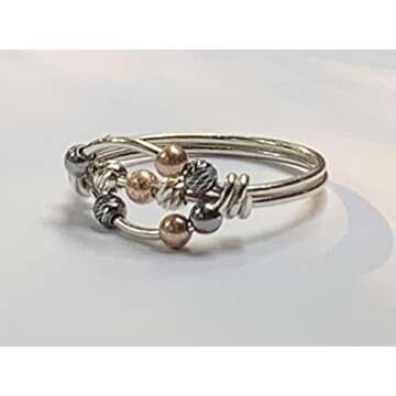 Elegant Anxiety Spinner Bead Ring in Silver & Gold