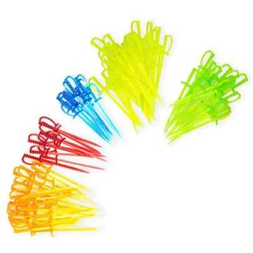 ODDIER 100PCS Plastic Sword Toothpicks for Cocktails
