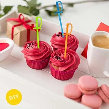 ODDIER 100PCS Plastic Sword Toothpicks for Cocktails