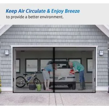 Garage Door Screen for 1 Car 9x8FT, Magnetic Screen Garage with Retractable Fiberglass Mesh and Heavy Duty Weighted Bottom, Easy Assembly & Pass, Hands Free Screen Door w/ 44 Magnets for Garage/Patio