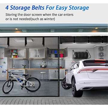 Garage Door Screen for 1 Car 9x8FT, Magnetic Screen Garage with Retractable Fiberglass Mesh and Heavy Duty Weighted Bottom, Easy Assembly & Pass, Hands Free Screen Door w/ 44 Magnets for Garage/Patio