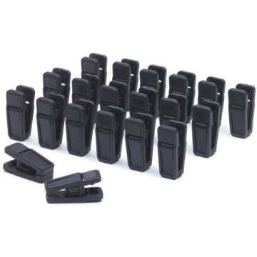 SKEMIX Black Slim-line Finger Clips Set of 20 for Optimal Wardrobe Organization