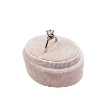 Beatilog Oval Velvet Ring Box - Premium Wedding Ring Box Vintage Handmade Rings Holder Storage Displ...
