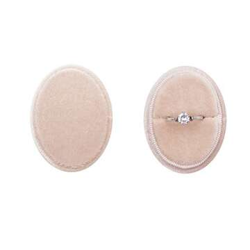 Beatilog Oval Velvet Ring Box - Premium Wedding Ring Box Vintage Handmade Rings Holder Storage Display Jewelry Organizer Gift Case for Proposal, Engagement, Christmas,Ceremony (Light Pink)