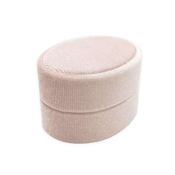 Beatilog Oval Velvet Ring Box - Premium Wedding Ring Box Vintage Handmade Rings Holder Storage Display Jewelry Organizer Gift Case for Proposal, Engagement, Christmas,Ceremony (Light Pink)