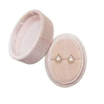 Beatilog Oval Velvet Ring Box - Premium Wedding Ring Box Vintage Handmade Rings Holder Storage Display Jewelry Organizer Gift Case for Proposal, Engagement, Christmas,Ceremony (Light Pink)