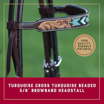 Weaver Leather Turquoise Diamond Beaded Horse Headstall - Durable Equine Supplies