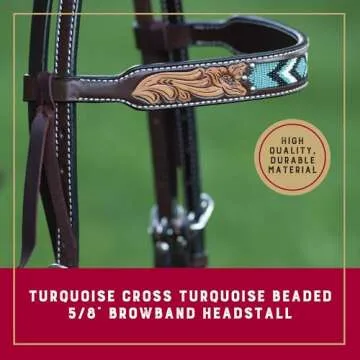 Weaver Leather Turquoise Diamond Beaded Horse Headstall - Durable Equine Supplies