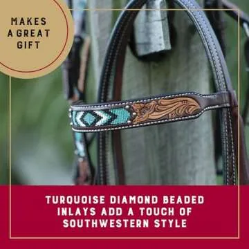 Weaver Leather Turquoise Diamond Beaded Horse Headstall