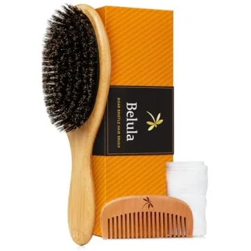 Belula 100% Boar Bristle Hair Brush Set (Medium) - Restore Shine & Texture!