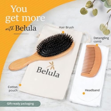Belula Boar Bristle Hair Brush Set for Healthy Hair