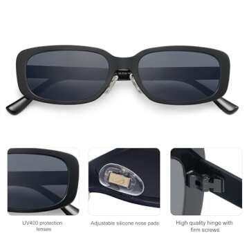 SOJOS Small Face Sunglasses Womens Men Trendy Y2K Designer Cute Shades Petite,Black