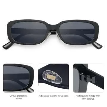 SOJOS Small Face Sunglasses Womens Men Trendy Y2K Designer Cute Shades Petite,Black