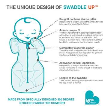 Love To Dream Lite, Swaddle UP | 0.2 TOG Baby Swaddle Blanket | Ideal for Summer & Warmer Temperatures| Medium – 6kg-8.5kg