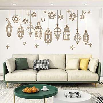 HAIEED Islamic Muslim Wall Decor Stickers,Eid Mubarak Ramadan Glass Lantern Stickers Decals, Window ...