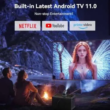 Aubor Mini Projector with Wifi and Bluetooth 1080P Support Smart Projector with Android TV 180° Rot...