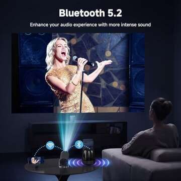 Aubor Mini Projector with Android TV and Bluetooth for Home