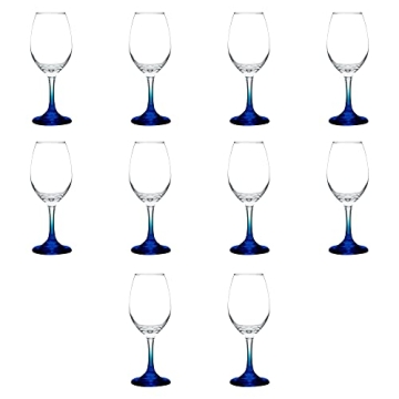 DISCOUNT PROMOS Rioja Wine Glasses with Stem 10 oz. Set of 10, Bulk Pack - Color Bottom, Perfect for...