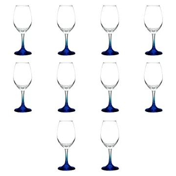 DISCOUNT PROMOS Rioja Wine Glasses with Stem 10 oz. Set of 10, Bulk Pack - Color Bottom, Perfect for...