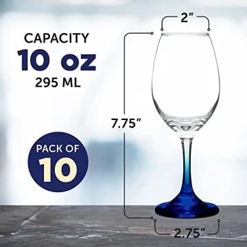 Personalized Rioja Wine Glasses - Set of 10 - Elegant Colors