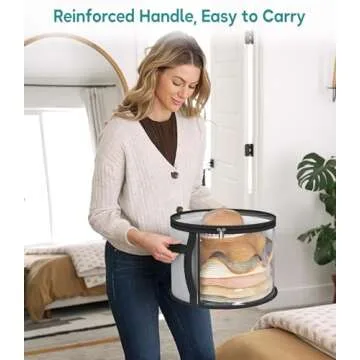 AOODA Oversized Clear Hat Storage Bag for Women, Holds up to 7 Caps Cowboy Hat Organizer for Closet, Wide Brims Hat Case with Carrying Handles (Grey)