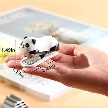 Mini Cute Panda Desktop Stapler, Fun Stapler for 12 Sheet Capacity, Stapler with 1000PCS No.10 Staples & Built-in Staple Remover (1 Pack)