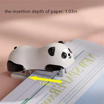 Mini Cute Panda Desktop Stapler, Fun Stapler for 12 Sheet Capacity, Stapler with 1000PCS No.10 Staples & Built-in Staple Remover (1 Pack)