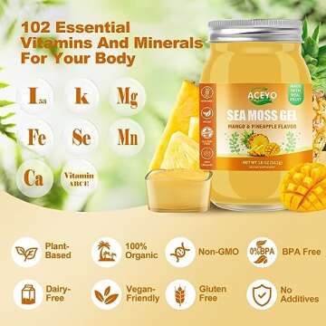 ACEYO (18 OZ) Irish Sea Moss Gel Organic Raw Vegan Mango Pineapple