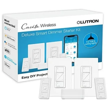 Lutron Caseta Smart Lighting Kit with 2 Dimmer Switches and Hub for Seamless Integration