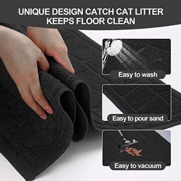 Motsamla Cat Litter Mat, Litter Trapping Mat Soft on Kitty Paws, 47" x 35" Kitten Litter Box Mat for Cleaner Floors, Waterproof, Easy Clean, Durable XL Large Size Cat Litter Pad for Kitten.