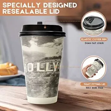 Eco-Friendly 100 Pack Disposable Coffee Cups with Lids