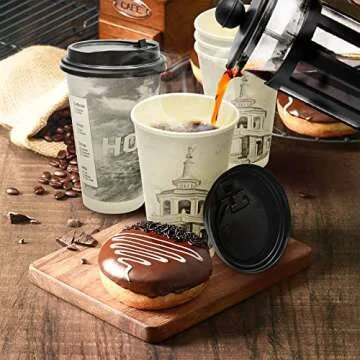 Eco-Friendly 100 Pack Disposable Coffee Cups with Lids