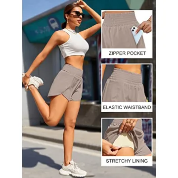 BMJL Women's Athletic High Waisted Shorts with Pocket