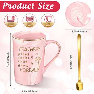 Geiserailie 2 Pcs Teacher Appreciation Gifts for Women 14oz Marble Ceramic Teacher Coffee Mugs with ...