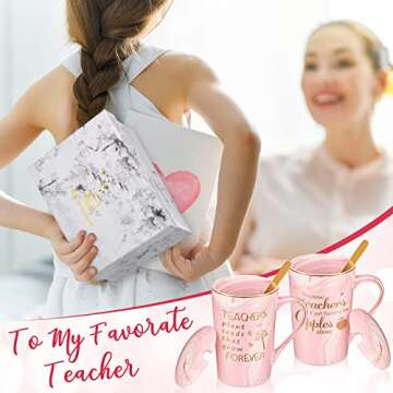 Geiserailie Teacher Appreciation Marble Coffee Mugs Set